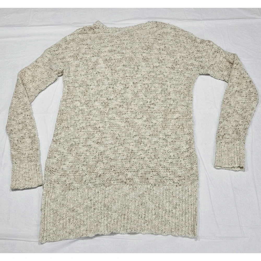 LOFT Womens XS Beige Marled Knit V-Neck High-Low Pullover Sweater